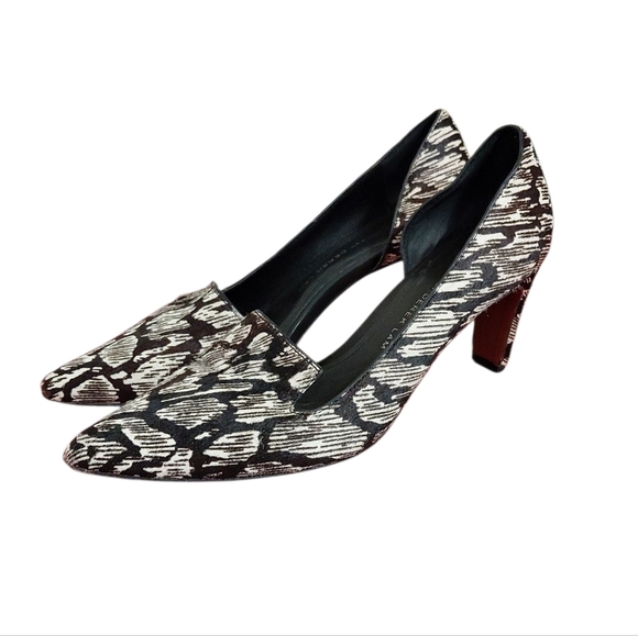 Derek Lam Black and White Patterned Calf Hair D'Orsay Heels Size 6 - Picture 9 of 10